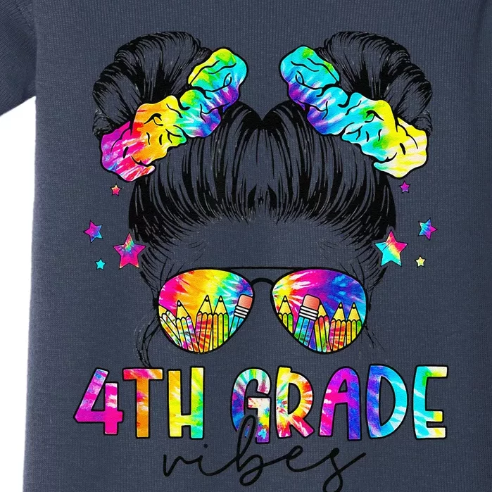 4th Grade Vibes Messy Hair Bun Back To School First Day Baby Bodysuit