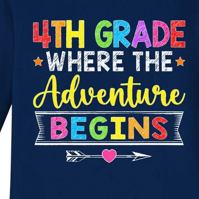 4th Grade Where The Adventure Begins Gift Back To School Baby Long Sleeve Bodysuit