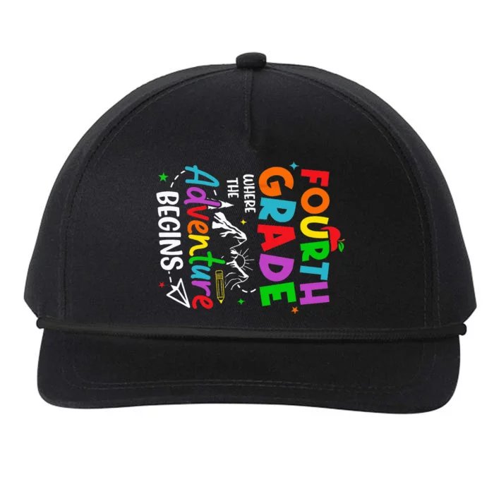 4th Grade Where The Adventure Begins Back To School Teacher Snapback Five-Panel Rope Hat