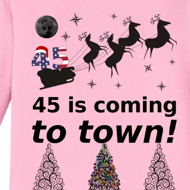 45 Is Coming To Town Cute Santa Make Christmas Great Again Gift Baby Long Sleeve Bodysuit