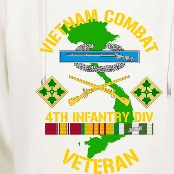 4th Infantry Division Gift Vietnam Combat Veteran Cool Gift Womens Funnel Neck Pullover Hood