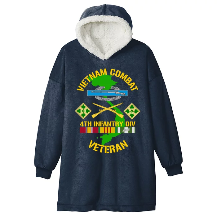 4th Infantry Division Gift Vietnam Combat Veteran Cool Gift Hooded Wearable Blanket