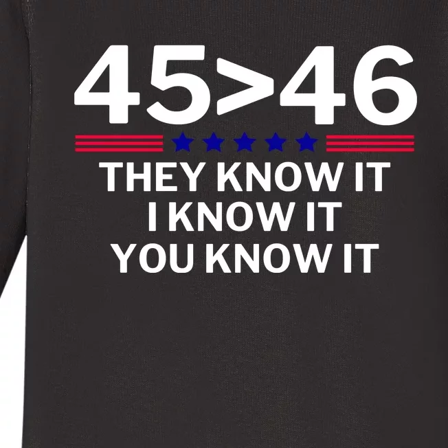 45 Is Greater Than 46 They Know It I Know It You Know Baby Long Sleeve Bodysuit