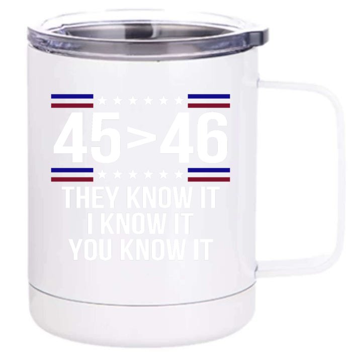 45 Is Greater Than 46 They Know It I Know It You Know It Front & Back 12oz Stainless Steel Tumbler Cup