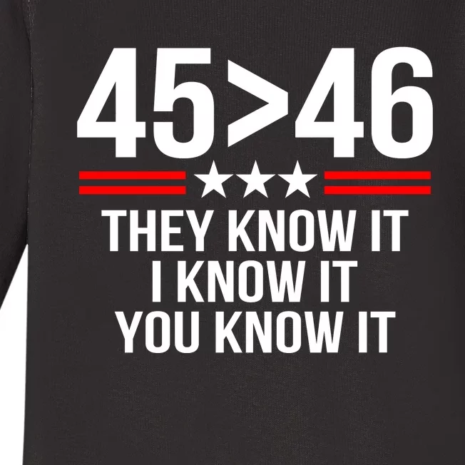 45 Is Greater Than 46 They Know It I Know It You Know It Baby Long Sleeve Bodysuit