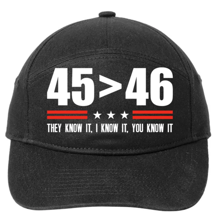 45 Is Greater Than 46 They Know It I Know It You Know 7-Panel Snapback Hat