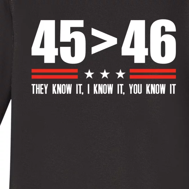 45 Is Greater Than 46 They Know It I Know It You Know Baby Long Sleeve Bodysuit