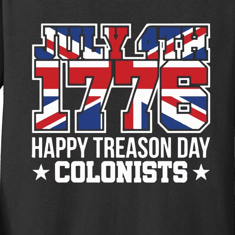 4th July 1776 Happy Treason Day Colonists Kids Long Sleeve Shirt