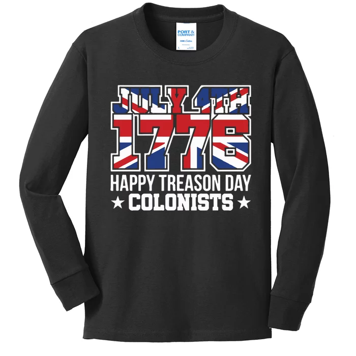 4th July 1776 Happy Treason Day Colonists Kids Long Sleeve Shirt