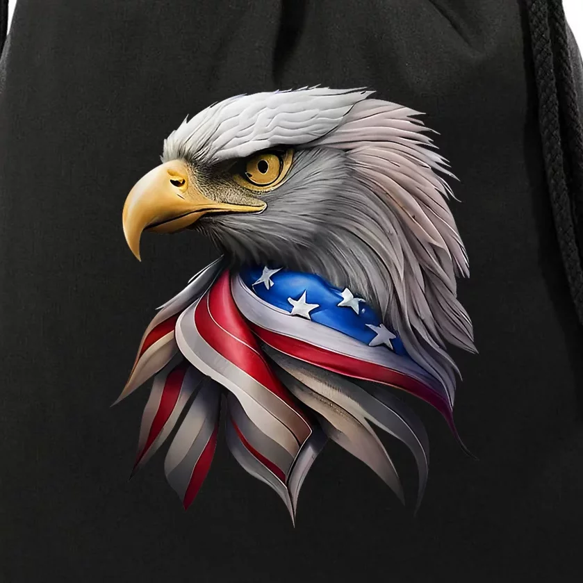 4th July American Eagle Flag Independence Day Drawstring Bag