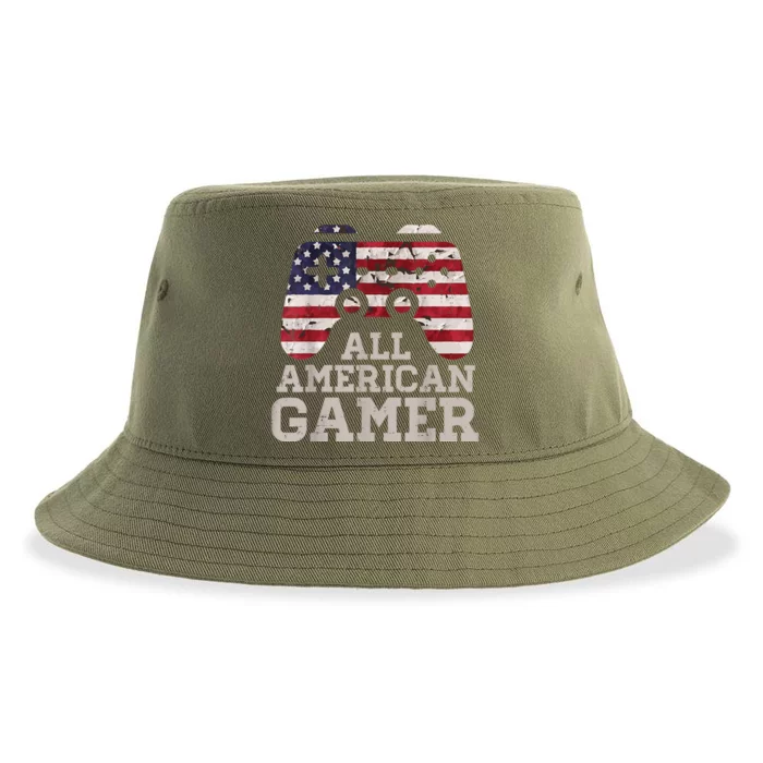 4th July All American Gamer Patriot Sustainable Bucket Hat