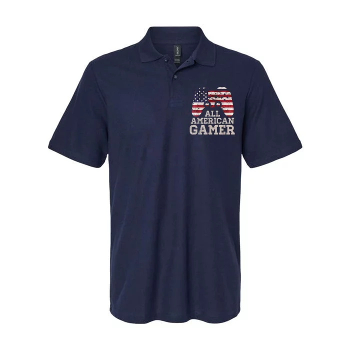 4th July All American Gamer Patriot Softstyle Adult Sport Polo