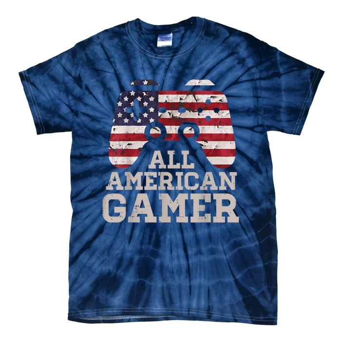 4th July All American Gamer Patriot Tie-Dye T-Shirt