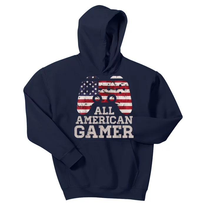 4th July All American Gamer Patriot Kids Hoodie