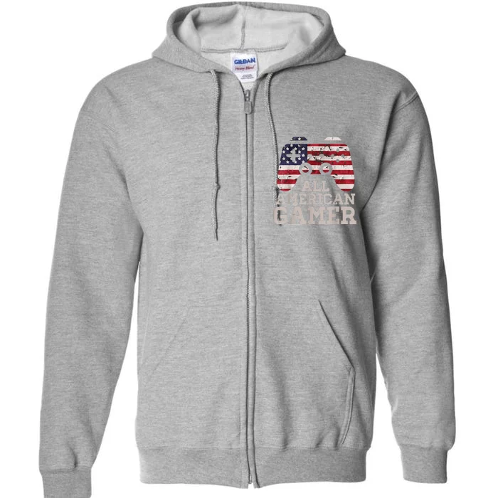 4th July All American Gamer Patriot Full Zip Hoodie