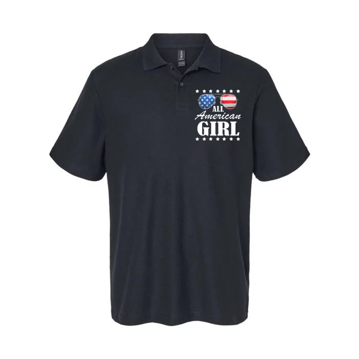 4th July America Independence Day Patriot Usa All American Girl Softstyle Adult Sport Polo