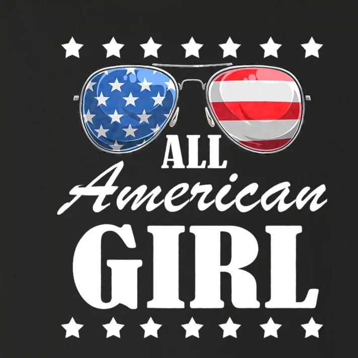 4th July America Independence Day Patriot Usa All American Girl Toddler Long Sleeve Shirt