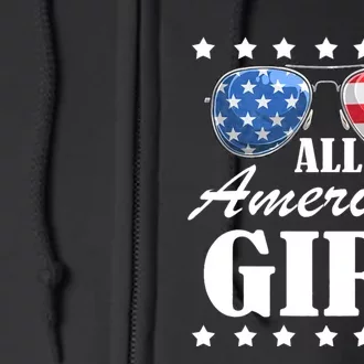 4th July America Independence Day Patriot Usa All American Girl Full Zip Hoodie