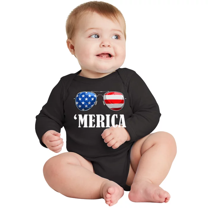 4th July America Independence Day Patriot USA Baby Long Sleeve Bodysuit