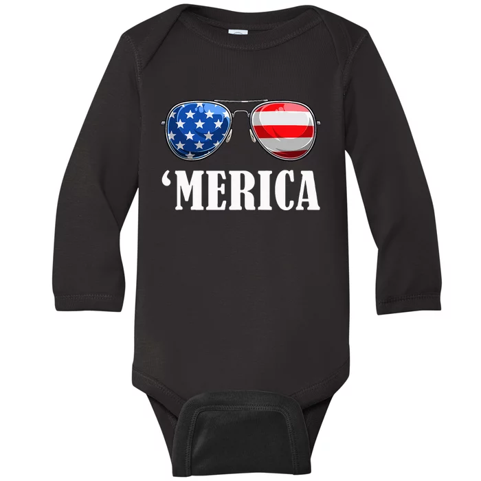 4th July America Independence Day Patriot USA Baby Long Sleeve Bodysuit