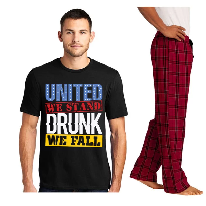 4th July American Holiday United We Stand Drunk We Fall Pajama Set