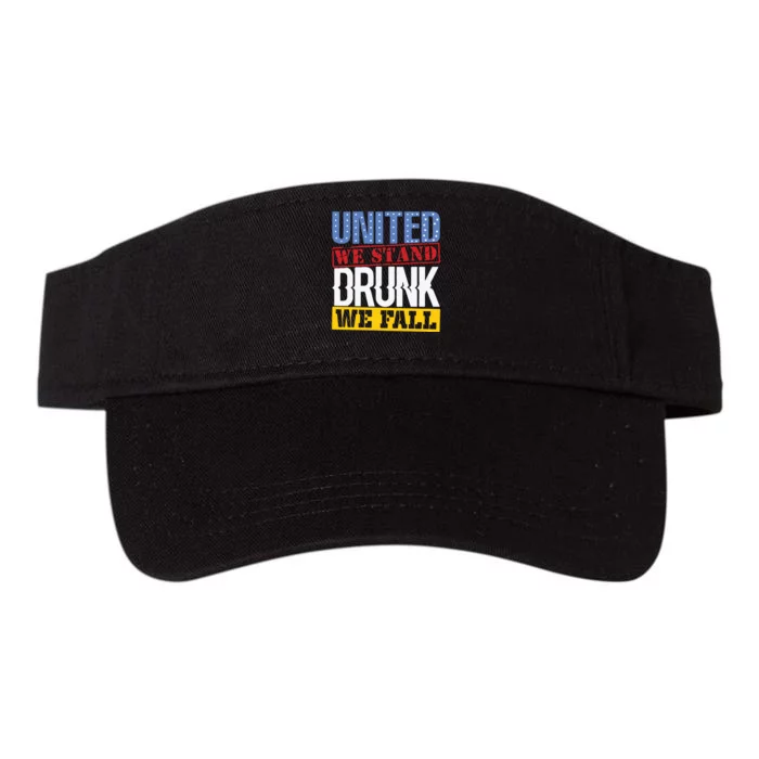 4th July American Holiday United We Stand Drunk We Fall Valucap Bio-Washed Visor