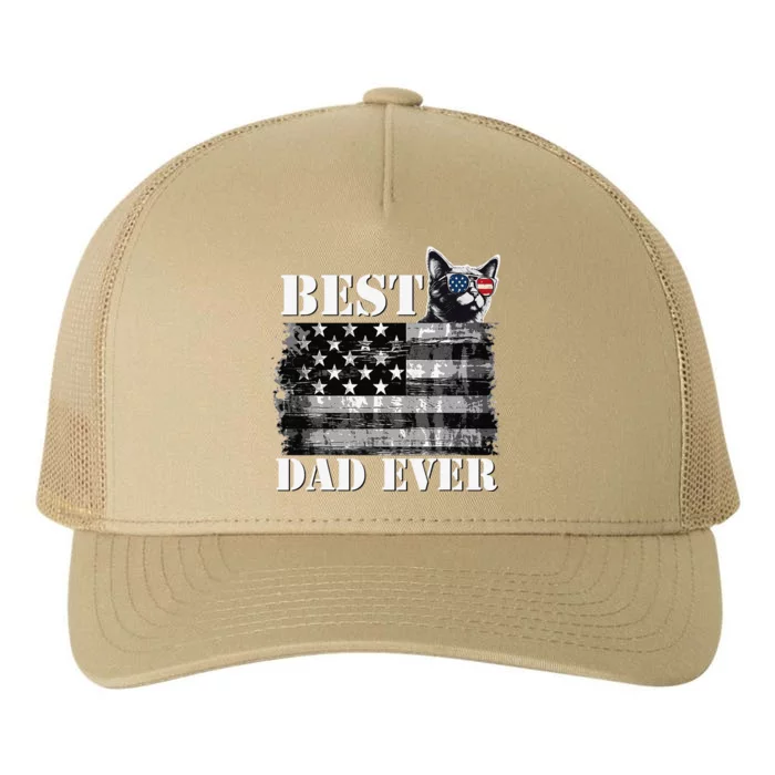 4th July American Flag Love Cat Best Dad Ever Fathers Day Yupoong Adult 5-Panel Trucker Hat