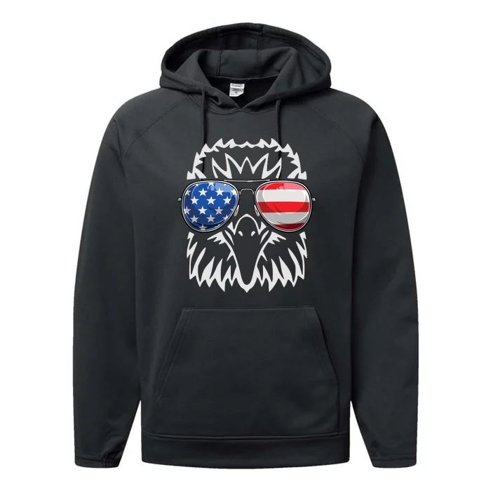 4th July American Eagle Flag Independence Day Performance Fleece Hoodie