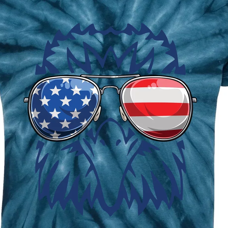 4th July American Eagle Flag Independence Day Kids Tie-Dye T-Shirt