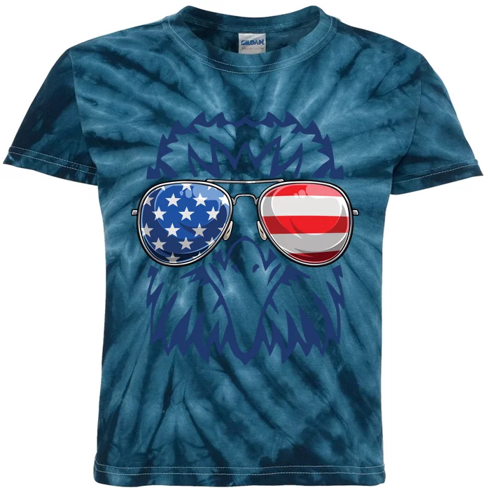 4th July American Eagle Flag Independence Day Kids Tie-Dye T-Shirt