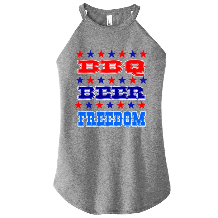 4th July Bbq Beer Freedom Meaningful Gift America Proud American Gift Women’s Perfect Tri Rocker Tank