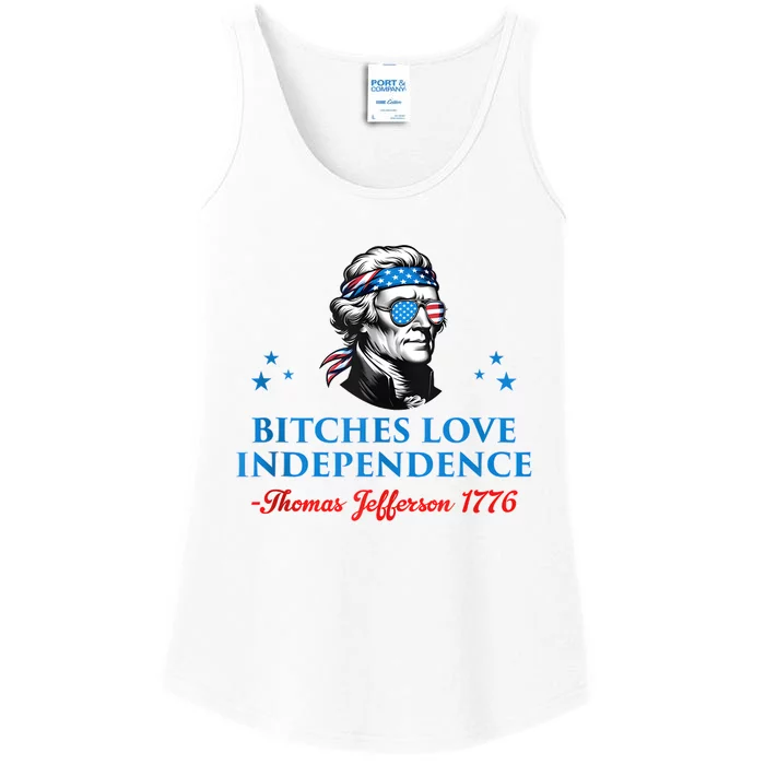 4th July Bitches Love Independence Thomas Jefferson Founding Ladies Essential Tank