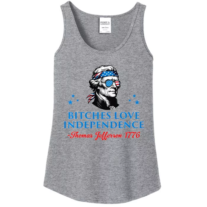 4th July Bitches Love Independence Thomas Jefferson Founding Ladies Essential Tank