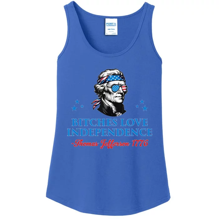 4th July Bitches Love Independence Thomas Jefferson Founding Ladies Essential Tank