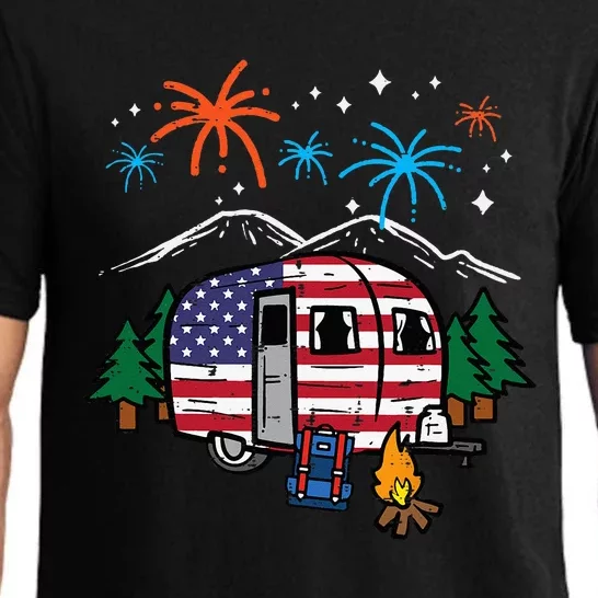 4th July Camper Van US Flag Patriotic Camping Pajama Set