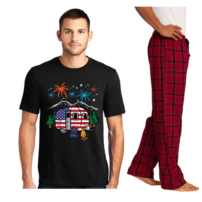 4th July Camper Van US Flag Patriotic Camping Pajama Set