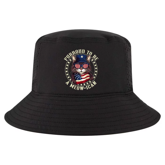 4th July Cat Lover Purroud To Be A Meowican American Cat Cool Comfort Performance Bucket Hat