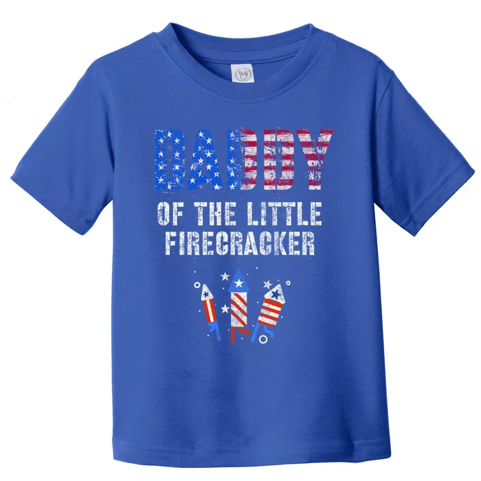 4th July Dad Of The Little Firecracker Birthday Squad Gift Toddler T-Shirt