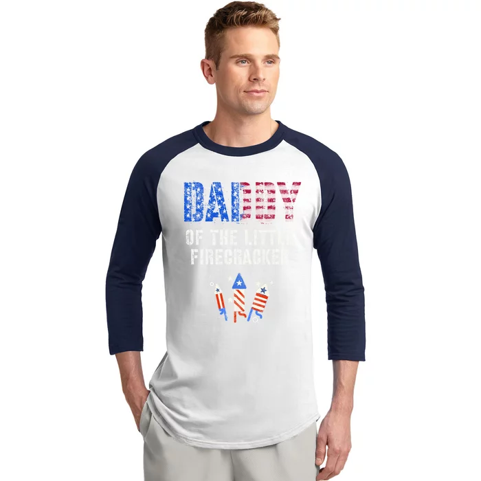 4th July Dad Of The Little Firecracker Birthday Squad Gift Baseball Sleeve Shirt