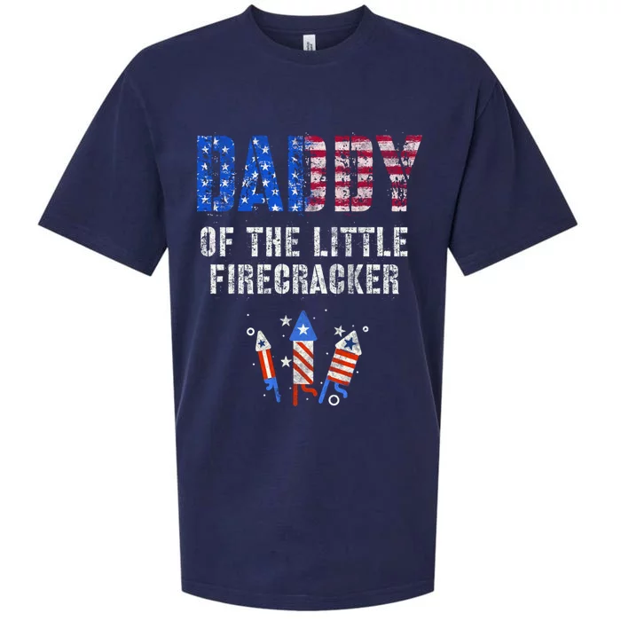 4th July Dad Of The Little Firecracker Birthday Squad Gift Sueded Cloud Jersey T-Shirt