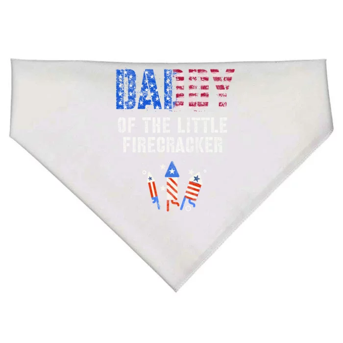 4th July Dad Of The Little Firecracker Birthday Squad Gift USA-Made Doggie Bandana