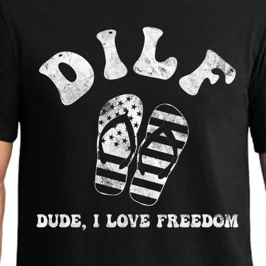 4th July Dilf Dude I Love Freedom American Flag Gift Pajama Set