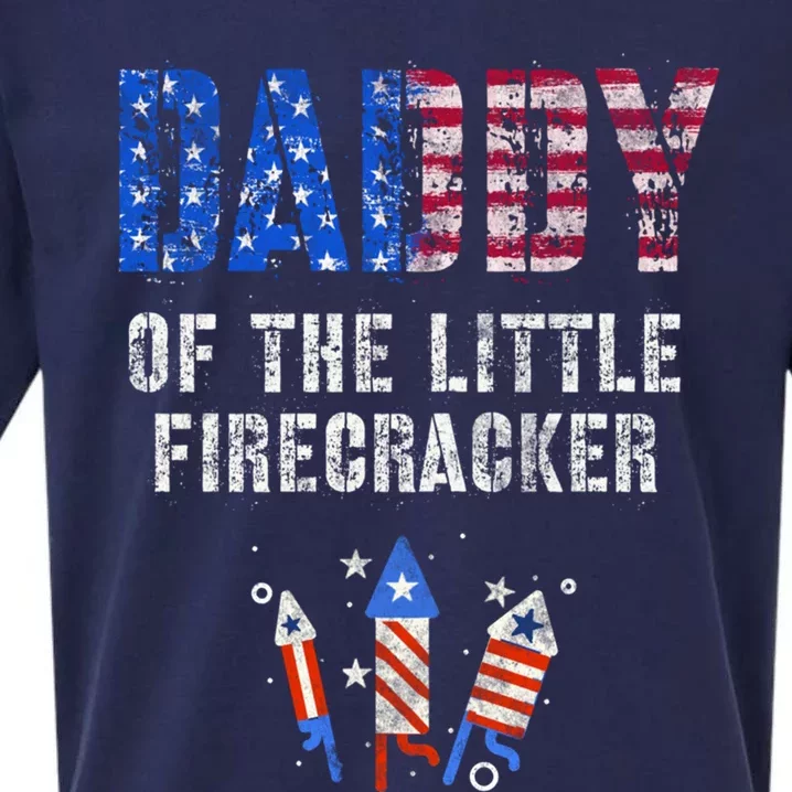 4th July Dad Of The Little Firecracker Birthday Squad Cute Gift Sueded Cloud Jersey T-Shirt