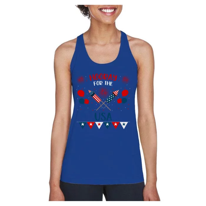 4th July Events Patriotism American Independence Funny Gift Women's Racerback Tank