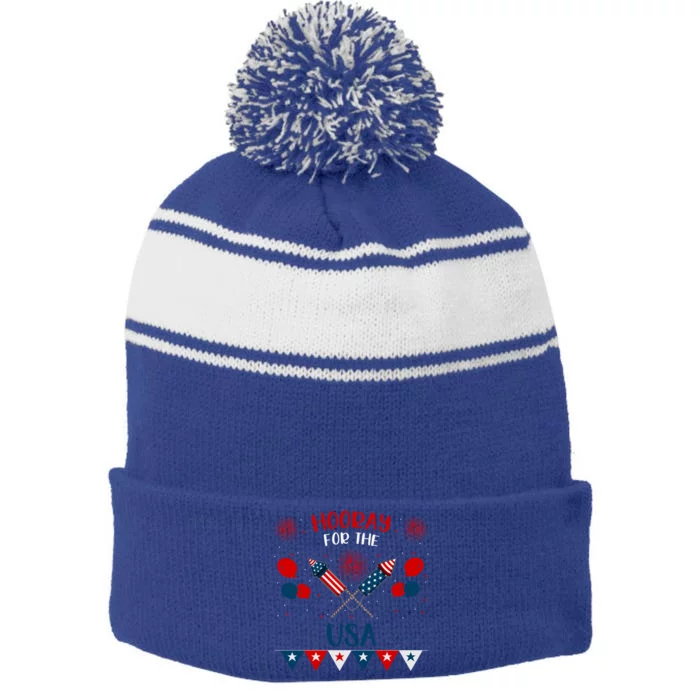 4th July Events Patriotism American Independence Funny Gift Stripe Pom Pom Beanie