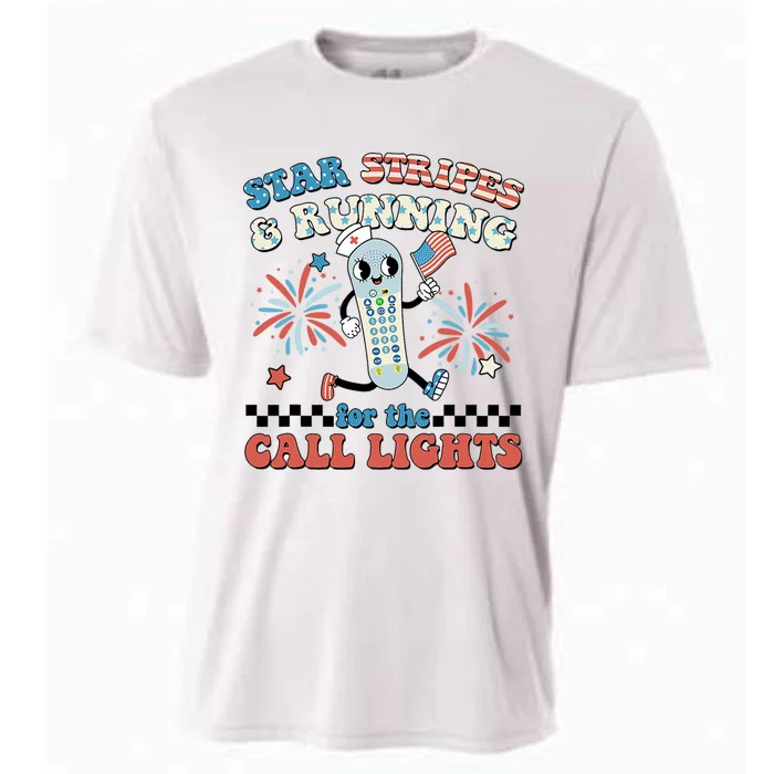 4th July Er Nurse Stars Stripes And Running For Call Lights Cooling Performance Crew T-Shirt