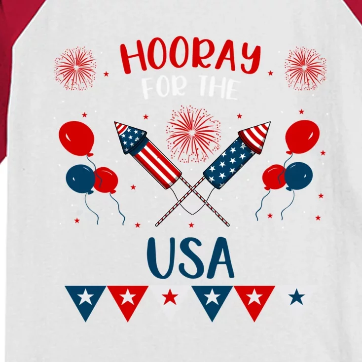 4th July Events Patriotism American Independence Funny Gift Kids Colorblock Raglan Jersey