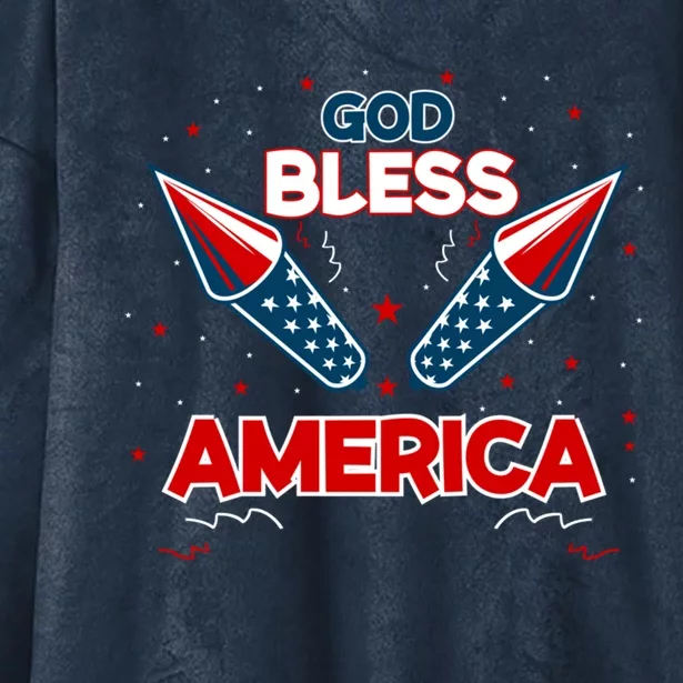 4th July Fireworks S Party Family God Bless America Cool Gift Hooded Wearable Blanket