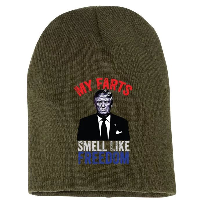 4th July Funny Trump Patriotic My Farts Smell Like Freedom Short Acrylic Beanie