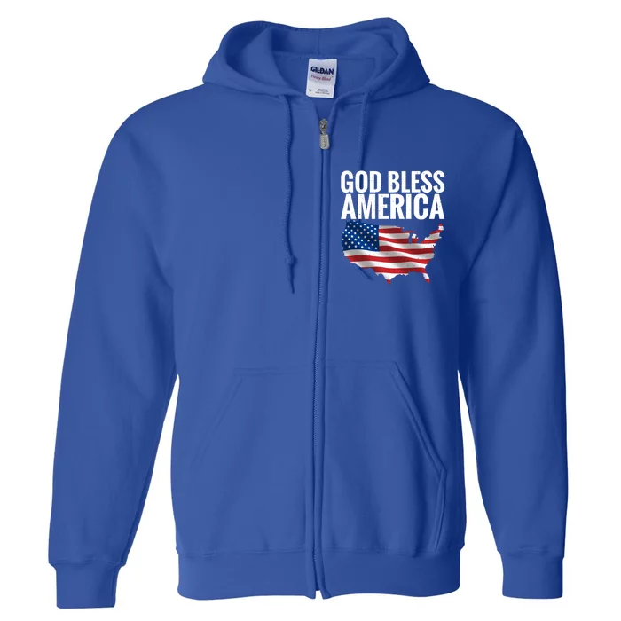 4th July God Bless America Memorial Day Gift Full Zip Hoodie